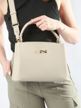 Handtas Magnolia Leder Nathan baume Beige eden 3-vue-porte